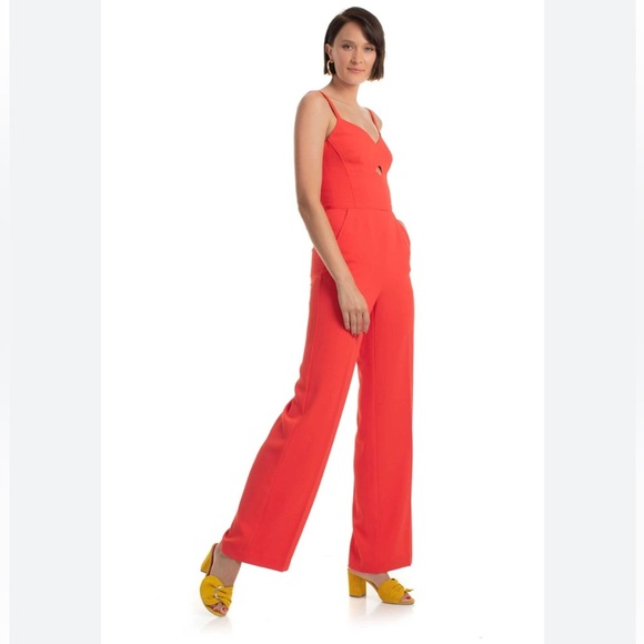 Trina Turk Sunbeam Jumpsuit - Flame Red / Orange Size 2 - Picture 1 of 14